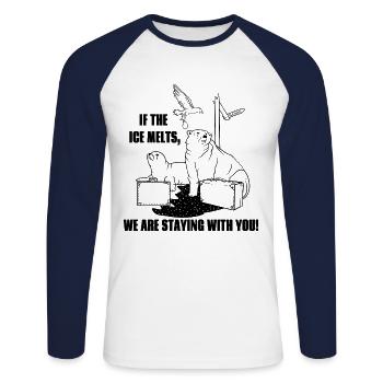 Polar Bear Global Warming - Unisex Baseballshirt langarm - Weiß/Navy - Vorne - Nik (191cm)