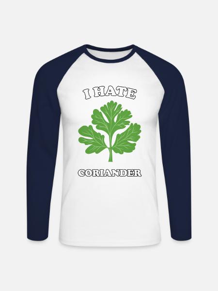 I Hate Coriander - Ich hasse Koriander - Unisex Baseballshirt langarm - Weiß/Navy
