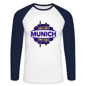 TRAVEL Munich - T-shirt baseball manches longues Homme - blanc/marine - Devant - Nik (191cm)