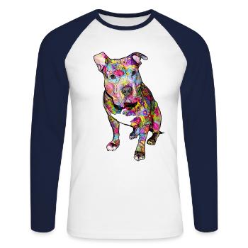 Pitbull Hippie - T-shirt baseball manches longues Homme - blanc/marine - Devant - Nik (191cm)