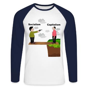 Socialism against capitalism conservative - Unisex Long Sleeve Baseball T-Shirt - white/navy - Front - Nik (191cm)