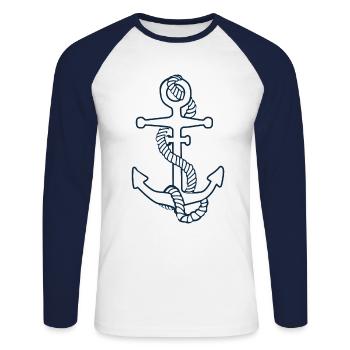 anchor - Unisex Long Sleeve Baseball T-Shirt - white/navy - Front - Nik (191cm)