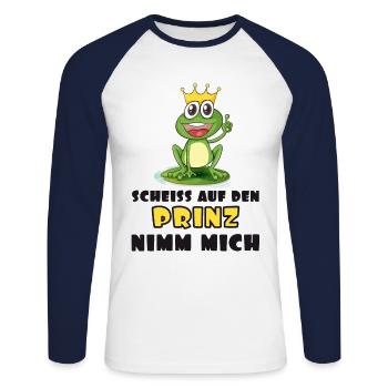 Lustiger Spruch lustige Sprüche - Unisex Baseballshirt langarm - Weiß/Navy - Vorne - Nik (191cm)