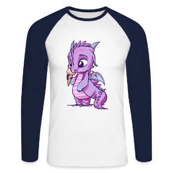Little sweet dragon with icecream - Unisex Long Sleeve Baseball T-Shirt - white/navy - Front - Nik (191cm)