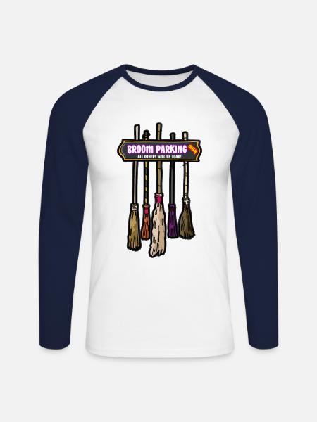 BROOM PARKING - Unisex Long Sleeve Baseball T-Shirt - white/navy