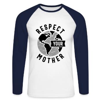 07 respect mother shirt - Unisex Long Sleeve Baseball T-Shirt - white/navy - Front - Nik (191cm)