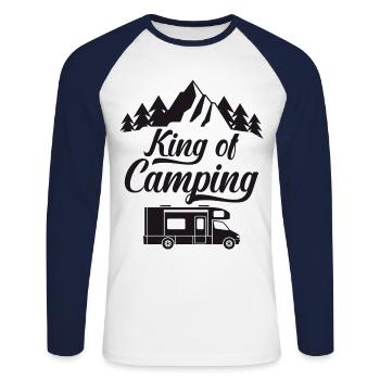 Camping, Camper, Geschenk Camper - Unisex Baseballshirt langarm - Weiß/Navy - Vorne - Nik (191cm)