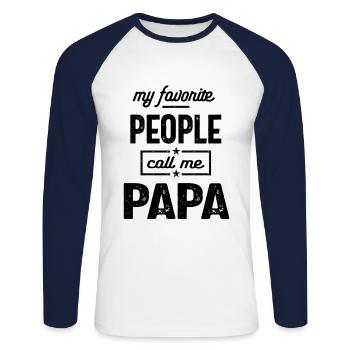 Mens My Favorite People Call Me Papa Shirt Papa - Unisex Long Sleeve Baseball T-Shirt - white/navy - Front - Nik (191cm)