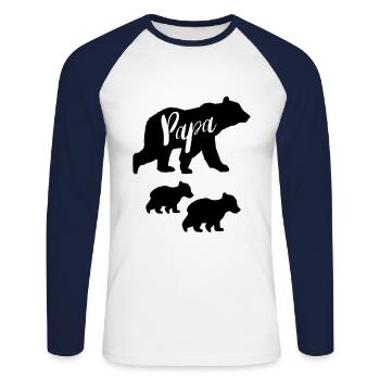 Papa Bear T-Shirt mit zwei Jungen - Unisex Baseballshirt langarm - Weiß/Navy - Vorne - Nik (191cm)