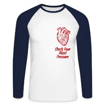 Measuring Blood Pressure Preventive Examination - Unisex Long Sleeve Baseball T-Shirt - white/navy - Front - Nik (191cm)