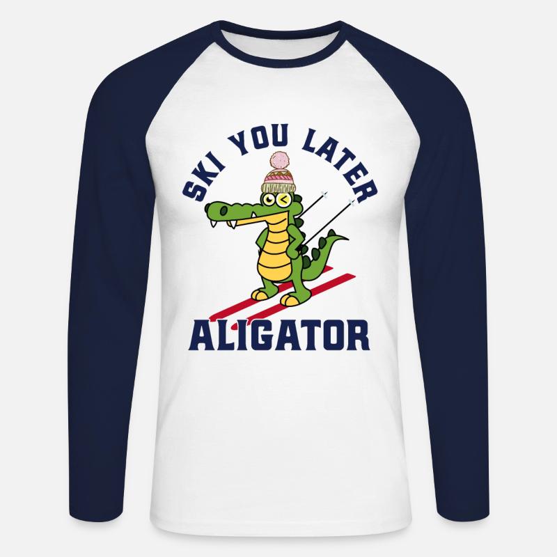 Ski - Unisex Baseballshirt langarm - Weiß/Navy