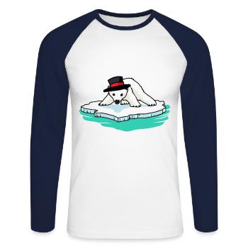 Eisbär Eisbären Bär Fantasy Kinder Arktis - Unisex Baseballshirt langarm - Weiß/Navy - Vorne - Nik (191cm)