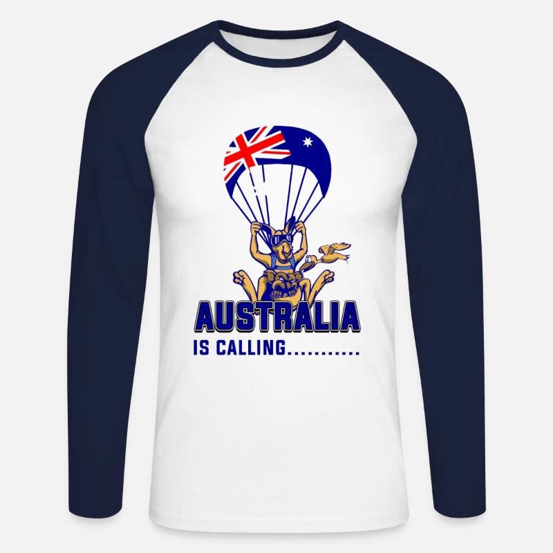 Australia is calling - Unisex Baseballshirt langarm - Weiß/Navy