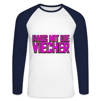 Raus Mit Die Viecher - Unisex Baseballshirt langarm - Weiß/Navy - Vorne - Nik (191cm)