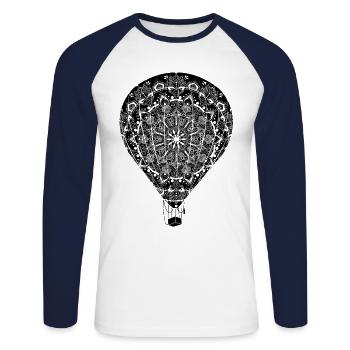 Hot air balloon mandala balloon festival ride - Unisex Long Sleeve Baseball T-Shirt - white/navy - Front - Nik (191cm)