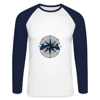 Windrose Compass Nautical Maritime Nautical Ahoi - Unisex Long Sleeve Baseball T-Shirt - white/navy - Front - Nik (191cm)