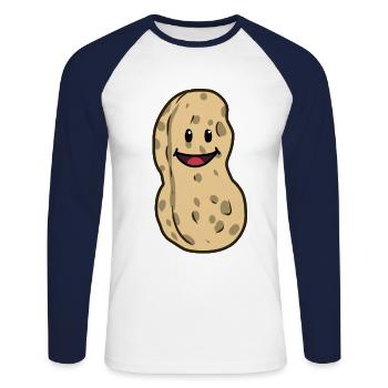 Erdnuss Nuss Nüsse fröhlich Emotion Kind nett - Unisex Baseballshirt langarm - Weiß/Navy - Vorne - Nik (191cm)