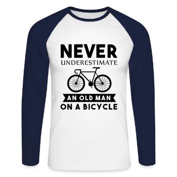 Fahrrad Biking Mountain Bike Spruch Sprüche Biker - Unisex Baseballshirt langarm - Weiß/Navy - Vorne - Nik (191cm)
