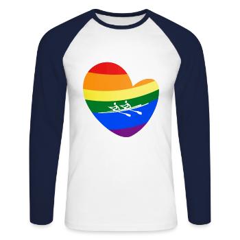 Coeur LGBT | Rameur cadeau d'aviron - T-shirt baseball manches longues Homme - blanc/marine - Devant - Nik (191cm)