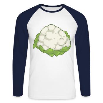 Blumenkohl Gemüse Speise Vegan - Unisex Baseballshirt langarm - Weiß/Navy - Vorne - Nik (191cm)