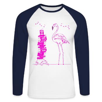 flamingo reading AMAZON - T-shirt baseball manches longues Homme - blanc/marine - Devant - Nik (191cm)