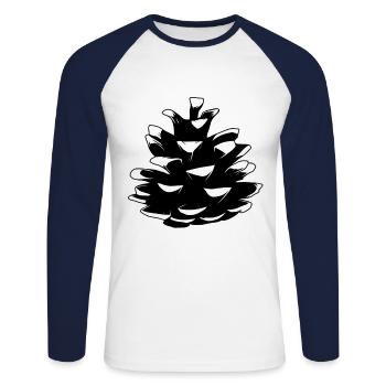 Pine pine cones Pine cones Forest Natural tree - Unisex Long Sleeve Baseball T-Shirt - white/navy - Front - Nik (191cm)