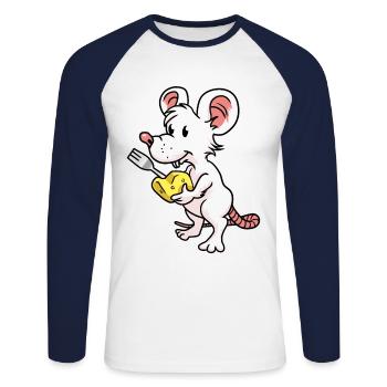 Maus Käse Hunger Nager Kinder Baby Maus Nager - Unisex Baseballshirt langarm - Weiß/Navy - Vorne - Nik (191cm)