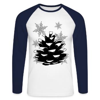 Nature trees cones xmas christmas nature friend - Unisex Long Sleeve Baseball T-Shirt - white/navy - Front - Nik (191cm)