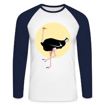 Cute Ostrich Netter Strauß - Unisex Baseballshirt langarm - Weiß/Navy - Vorne - Nik (191cm)