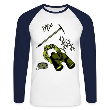 Bergsteiger Bergsport Felsklettern - Unisex Baseballshirt langarm - Weiß/Navy - Vorne - Nik (191cm)