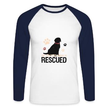 Dog dogs rescue shelter love gift - Unisex Long Sleeve Baseball T-Shirt - white/navy - Front - Nik (191cm)