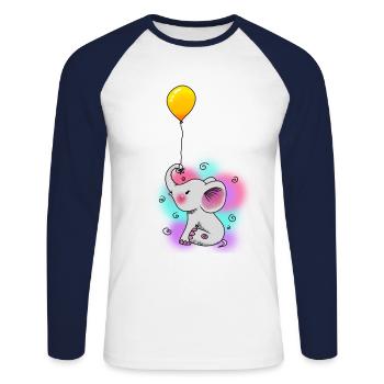 Luftballon Elefant Baby Fantasy Kinder Kleinkind - Unisex Baseballshirt langarm - Weiß/Navy - Vorne - Nik (191cm)