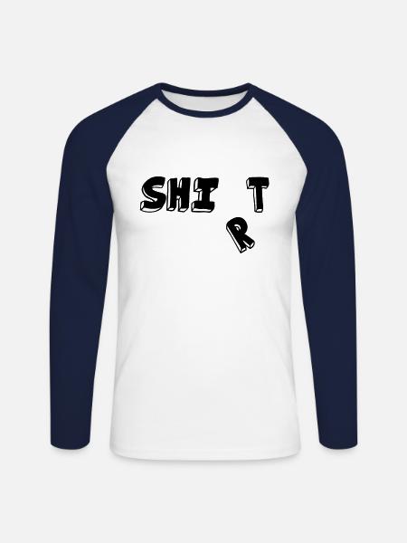 Shit shirt - Unisex Long Sleeve Baseball T-Shirt - white/navy