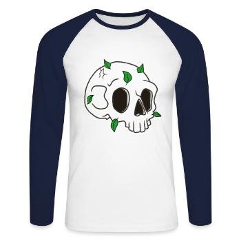 Archéologie du crâne - T-shirt baseball manches longues Homme - blanc/marine - Devant - Nik (191cm)