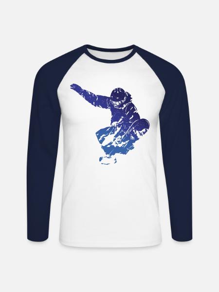 snowboarders - Unisex Long Sleeve Baseball T-Shirt - white/navy