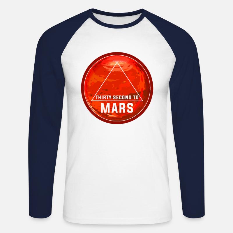 Thirty second to mars - Unisex Baseballshirt langarm - Weiß/Navy