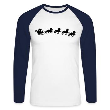 Cheval de Noel Islandais - T-shirt baseball manches longues Homme - blanc/marine - Devant - Nik (191cm)