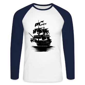 Pirate ship Pirates Maritime Sailing Ship Ahoy - Unisex Long Sleeve Baseball T-Shirt - white/navy - Front - Nik (191cm)