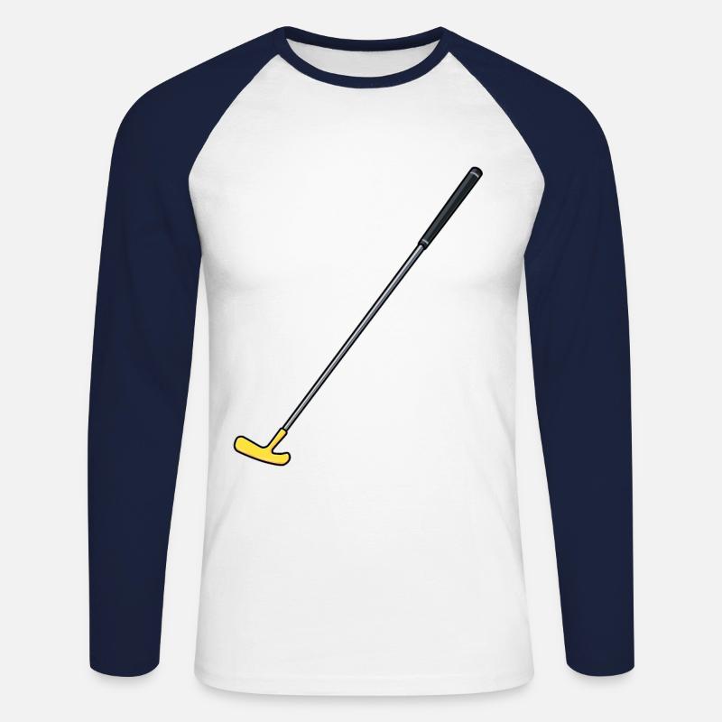 Golf Golfschläger Golfsport - Unisex Baseballshirt langarm - Weiß/Navy