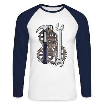 Technology Machine Tool Caretaker Workshop - Unisex Long Sleeve Baseball T-Shirt - white/navy - Front - Nik (191cm)