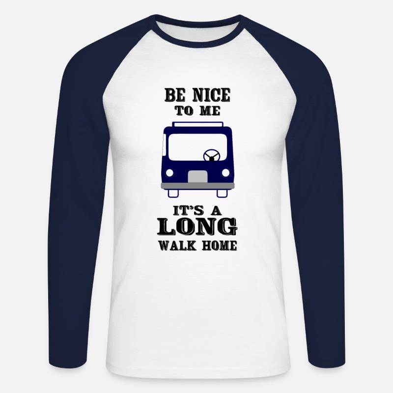 Busfahrer - Unisex Baseballshirt langarm - Weiß/Navy