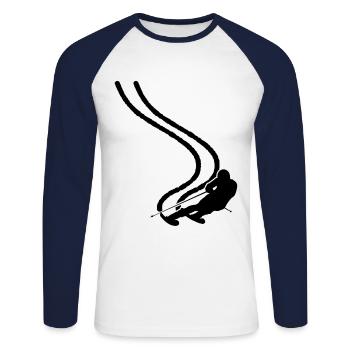 Ski Skiurlaub Slalom Schwarz - Unisex Baseballshirt langarm - Weiß/Navy - Vorne - Nik (191cm)