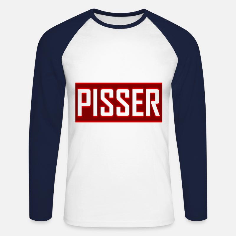 Pisser - Unisex Baseballshirt langarm - Weiß/Navy