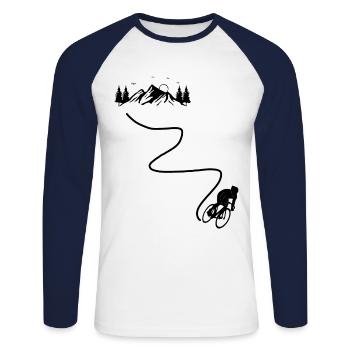 Cycling Cycling Cycling Mountains - Unisex Long Sleeve Baseball T-Shirt - white/navy - Front - Nik (191cm)