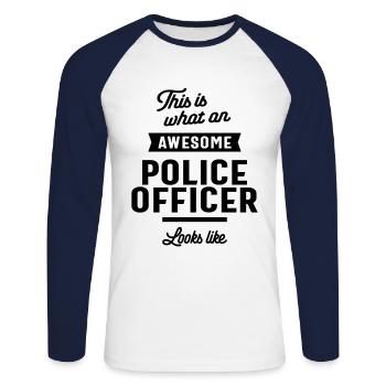 Voici à quoi ressemble un policier génial - T-shirt baseball manches longues Homme - blanc/marine - Devant - Nik (191cm)