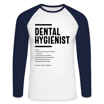 Hygiéniste dentaire Profession Profession Job Gift - T-shirt baseball manches longues Homme - blanc/marine - Devant - Nik (191cm)