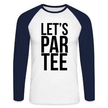 Terrain de golf golfeurs dictons texte par tee noir - T-shirt baseball manches longues Homme - blanc/marine - Devant - Nik (191cm)