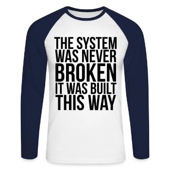 Anarchiste Anarchisme Anarchie Proverbes Cassé - T-shirt baseball manches longues Homme - blanc/marine - Devant - Nik (191cm)