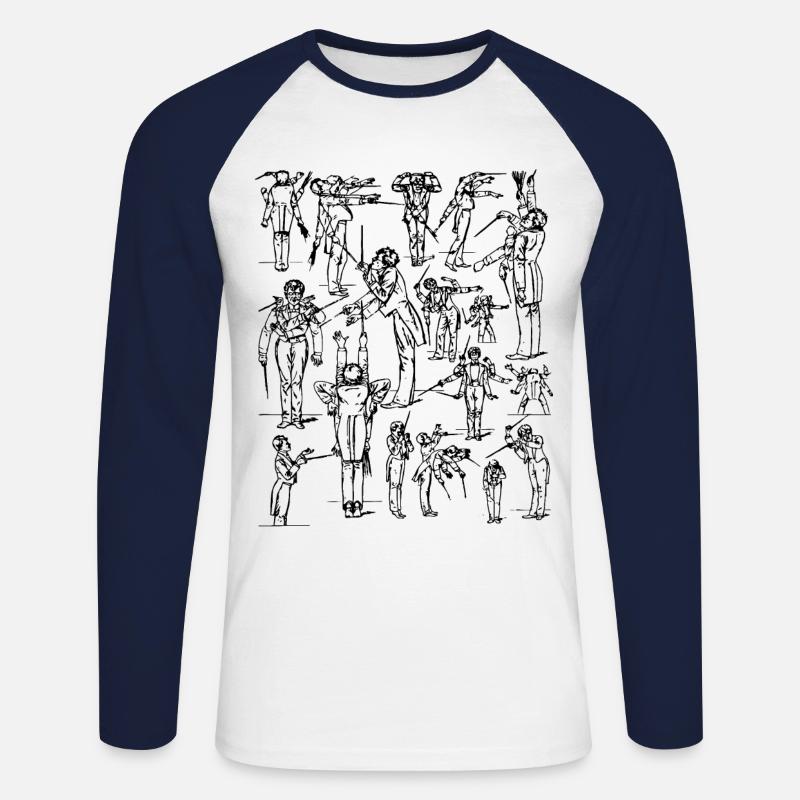Gustav Mahler dirigiert - Unisex Baseballshirt langarm - Weiß/Navy