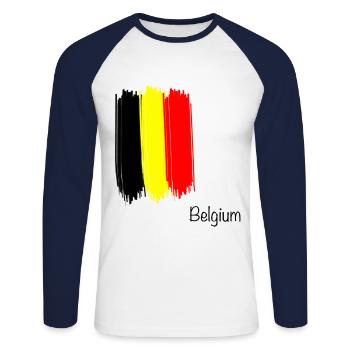 cool drapeau belge belgique belgique cadeau - T-shirt baseball manches longues Homme - blanc/marine - Devant - Nik (191cm)